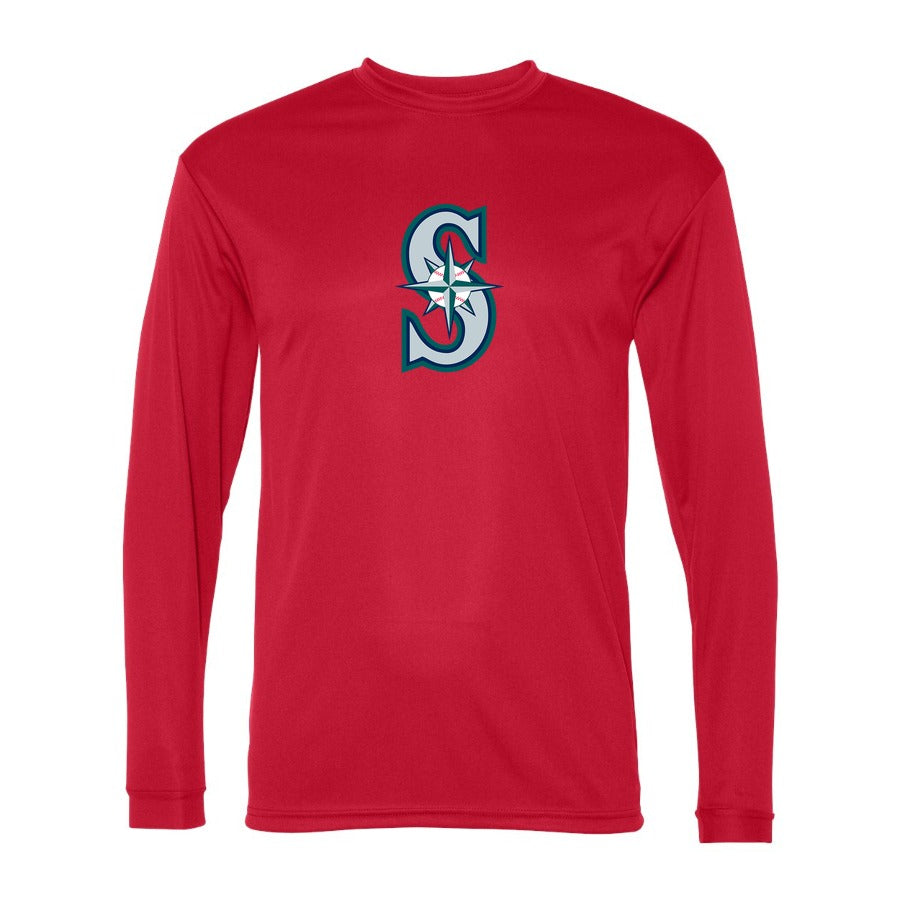 Men's Seattle Mariners Polyester Long Sleeve T-Shirt - Red