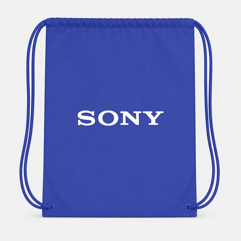 Sony White Drawstring Bag - Blue