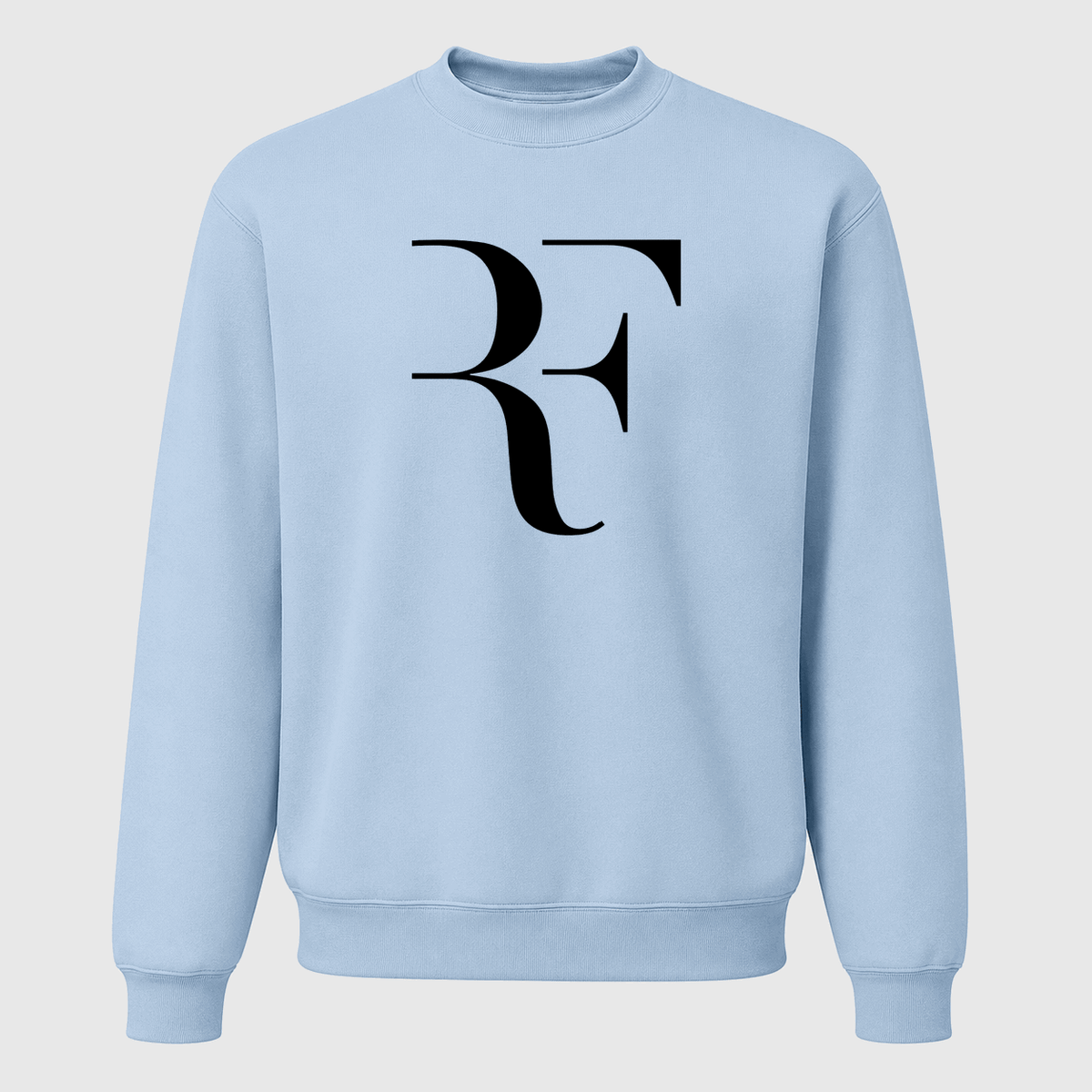 Men's Roger Federer Black Logo Crewneck Sweatshirt - Sky Blue