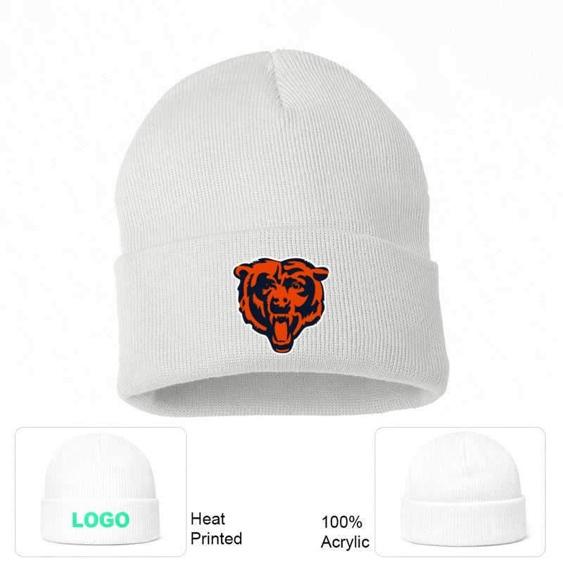 Chicago Bears White Beanie Hat