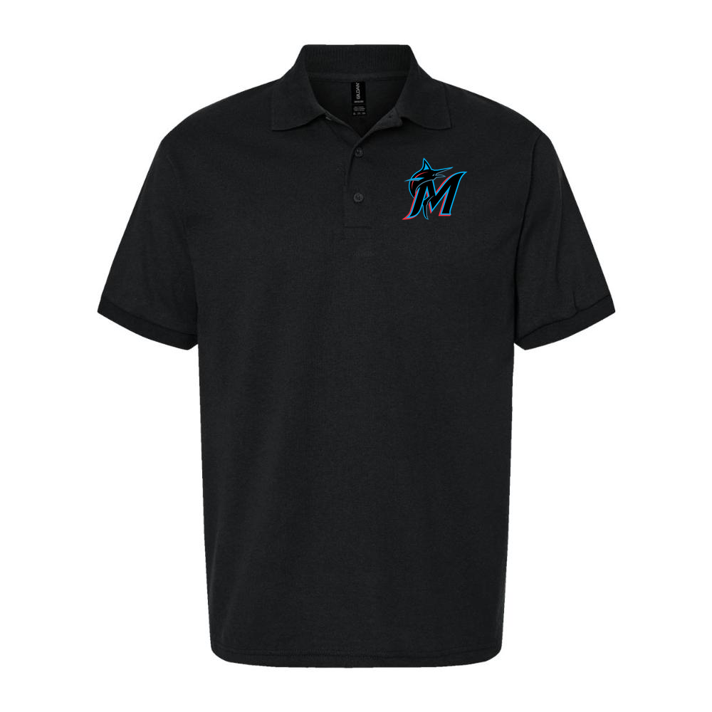 Men's Miami Marlins Dry Blend Polo - Black