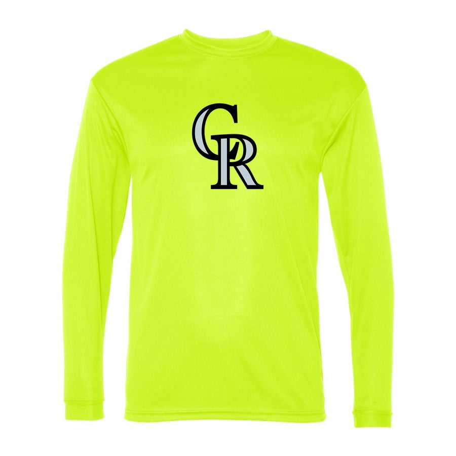 Men's Colorado Rockies Polyester Long Sleeve T-Shirt - Safety Yellow