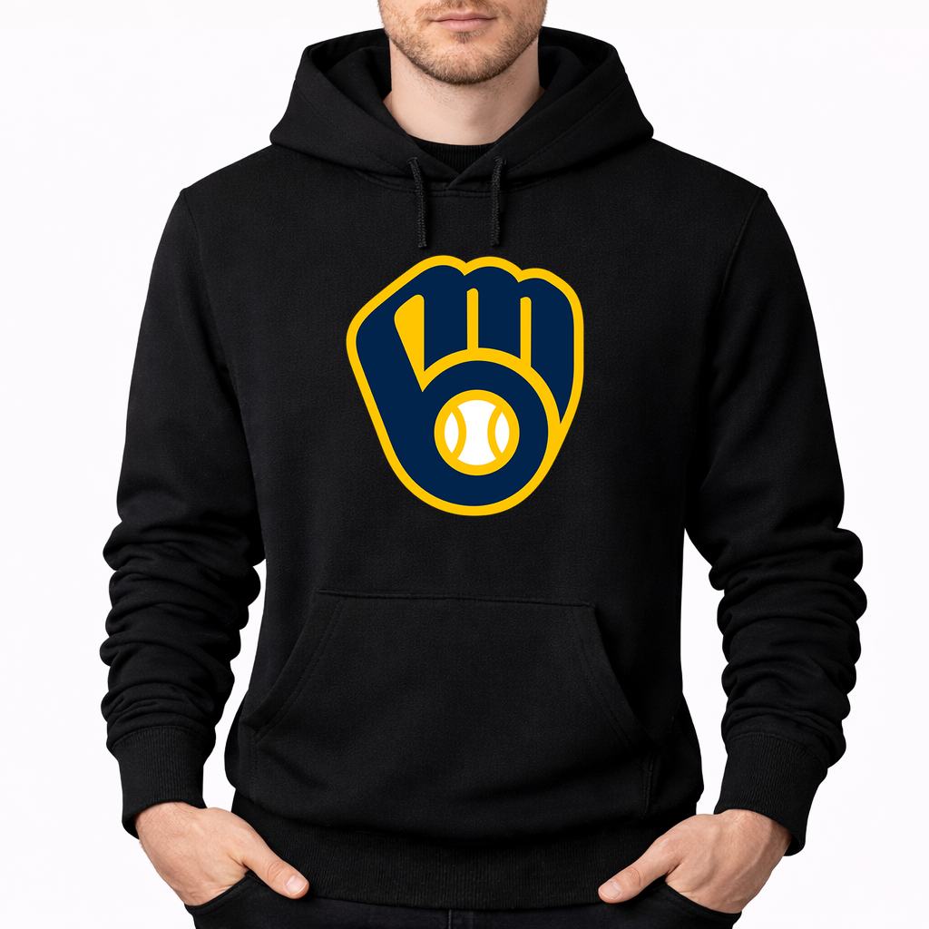 Men's Milwaukee Brewers Pullover Hoodie - Black