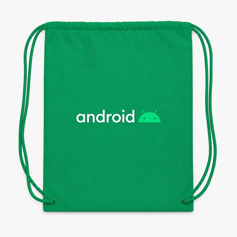 Android White Drawstring Bag - Green