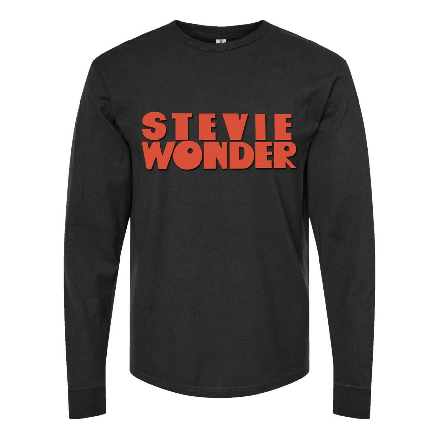 Men's Stevie-Wonder-Logo Long sleeves Cotton Blend T-Shirt - Black