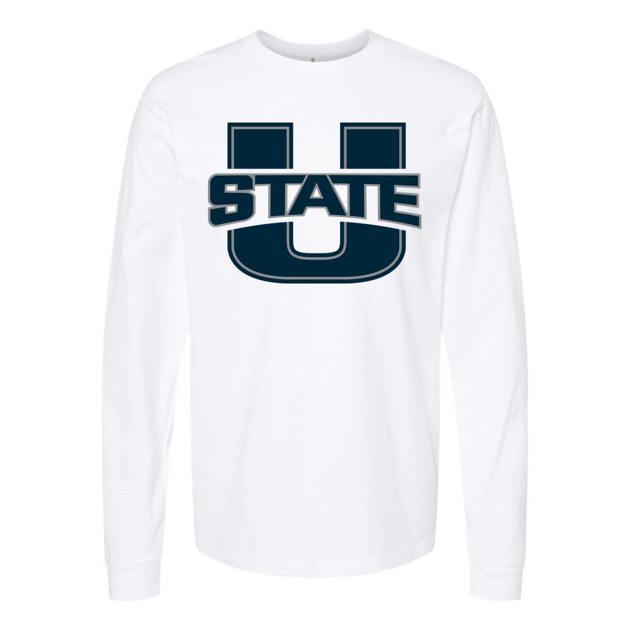 Men's Utah State Aggies Logo Long sleeves Cotton Blend T-Shirt - White