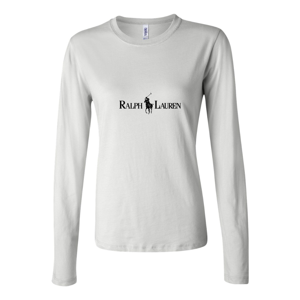 Women's Polo Ralph Lauren Logo Black Long Sleeve T-Shirt - White