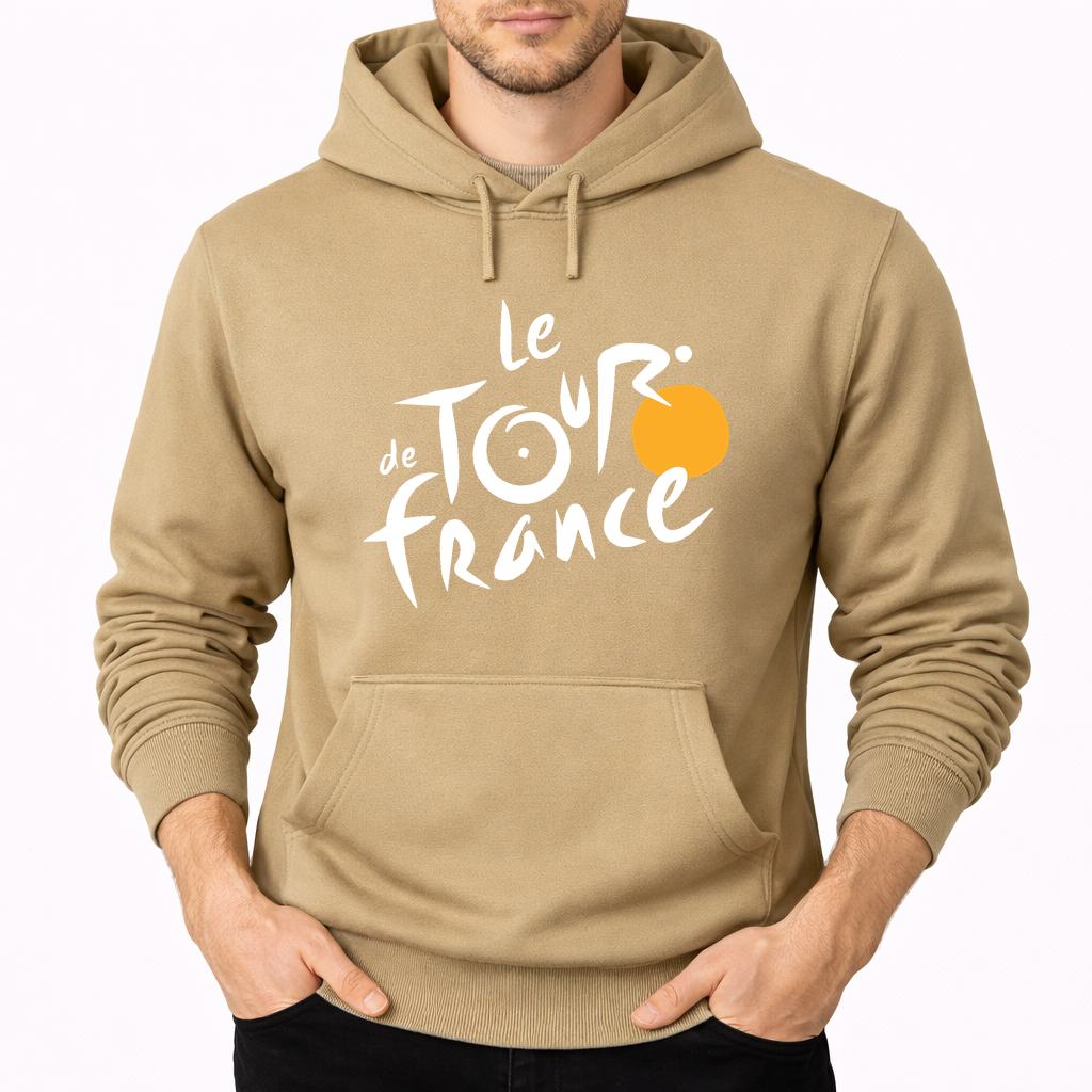 Men's Tour de France White Pullover Hoodie - Tan