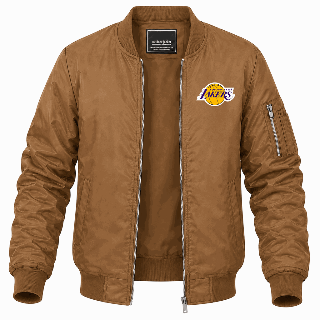 Men's Los Angeles Lakers Lightweight Bomber Jacket - Brown