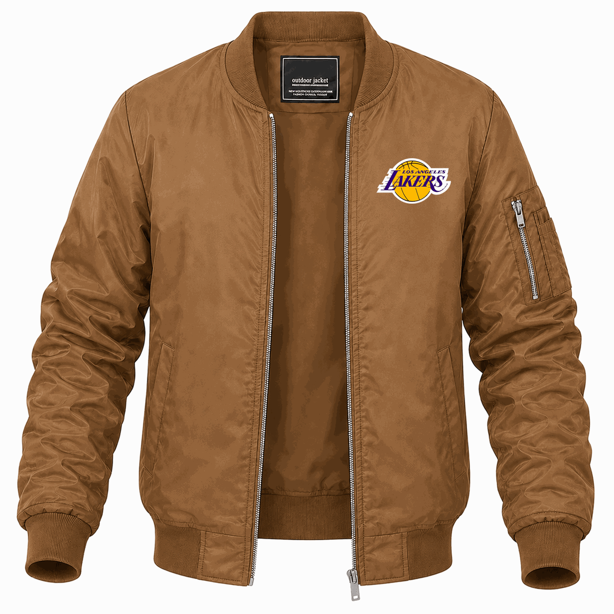 Men's Los Angeles Lakers Lightweight Bomber Jacket - Brown