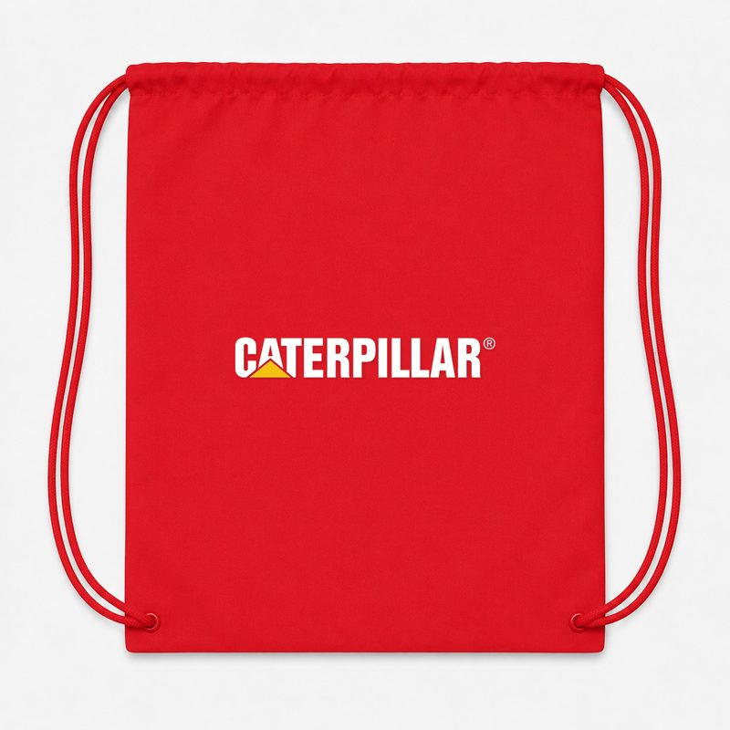 Caterpillar White Drawstring Bag - Red