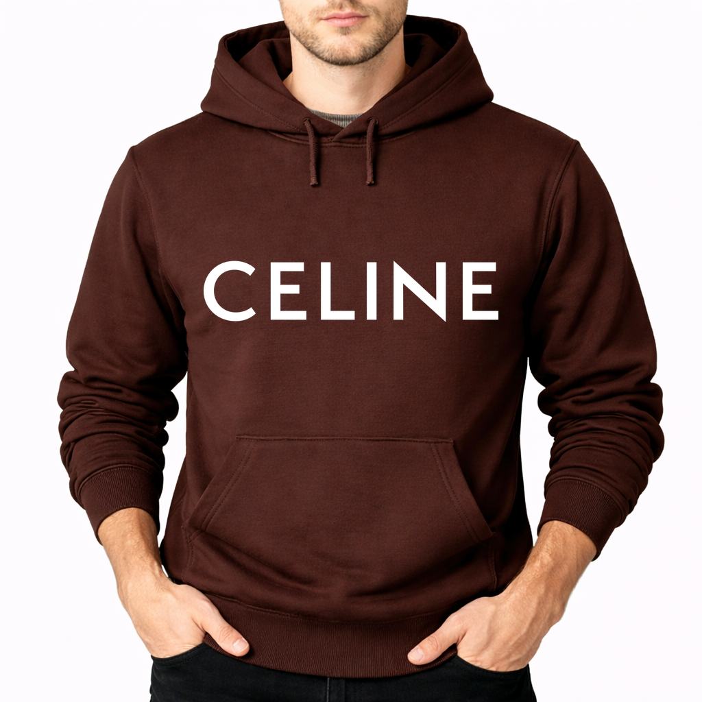 Men's Celine White Pullover Hoodie - Brown