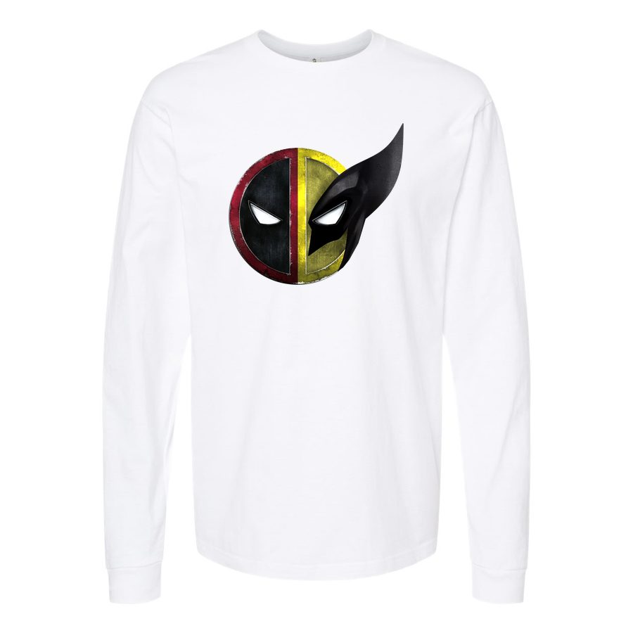 Men's deadpool & wolverine Long sleeves Cotton Blend T-Shirt - White