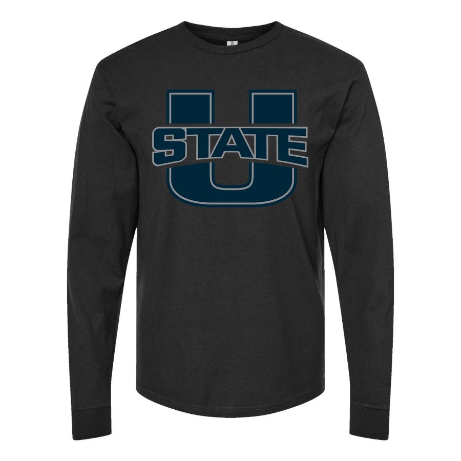 Men's Utah State Aggies Logo Long sleeves Cotton Blend T-Shirt - Black