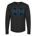 Men's Utah State Aggies Logo Long sleeves Cotton Blend T-Shirt - Black
