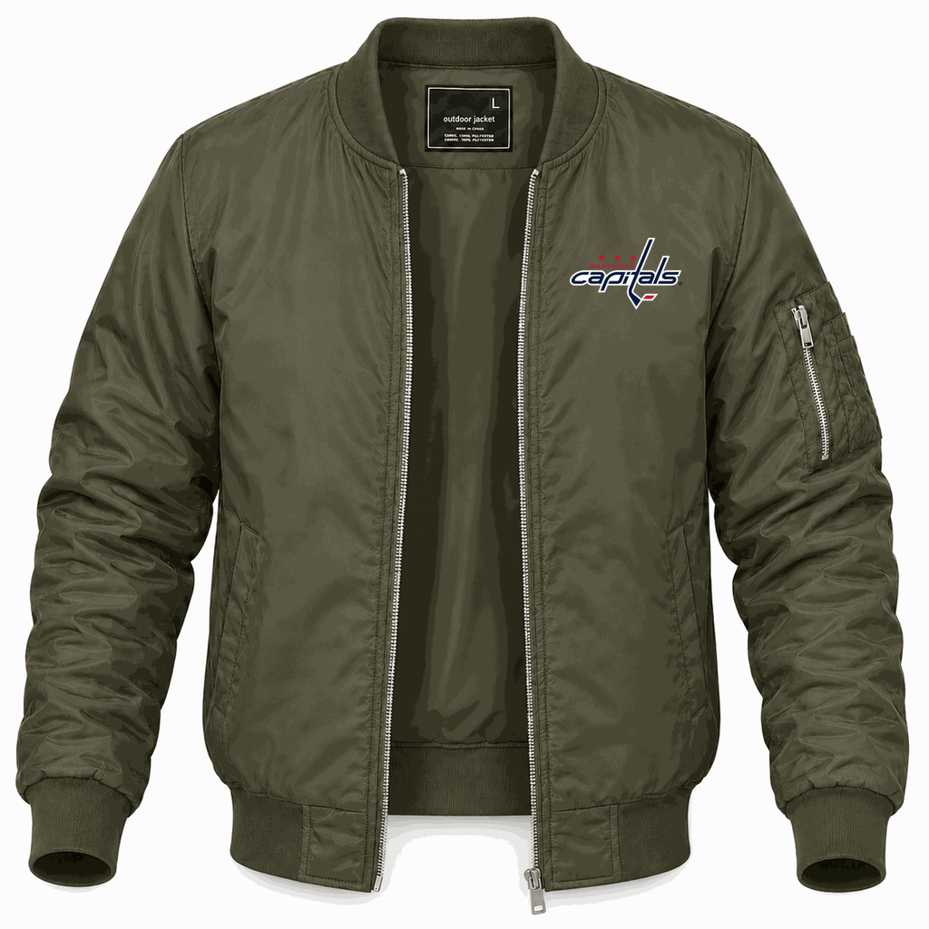 Men's Washington Capitals Lightweight Bomber Jacket - Army Green