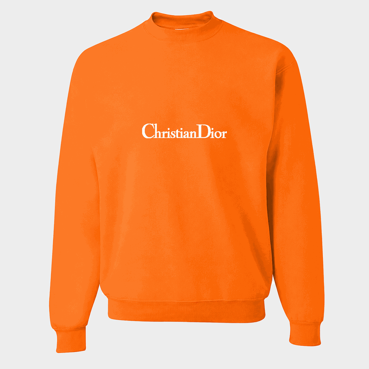 Men's Dior White Logo Crewneck Sweatshirt - Orange
