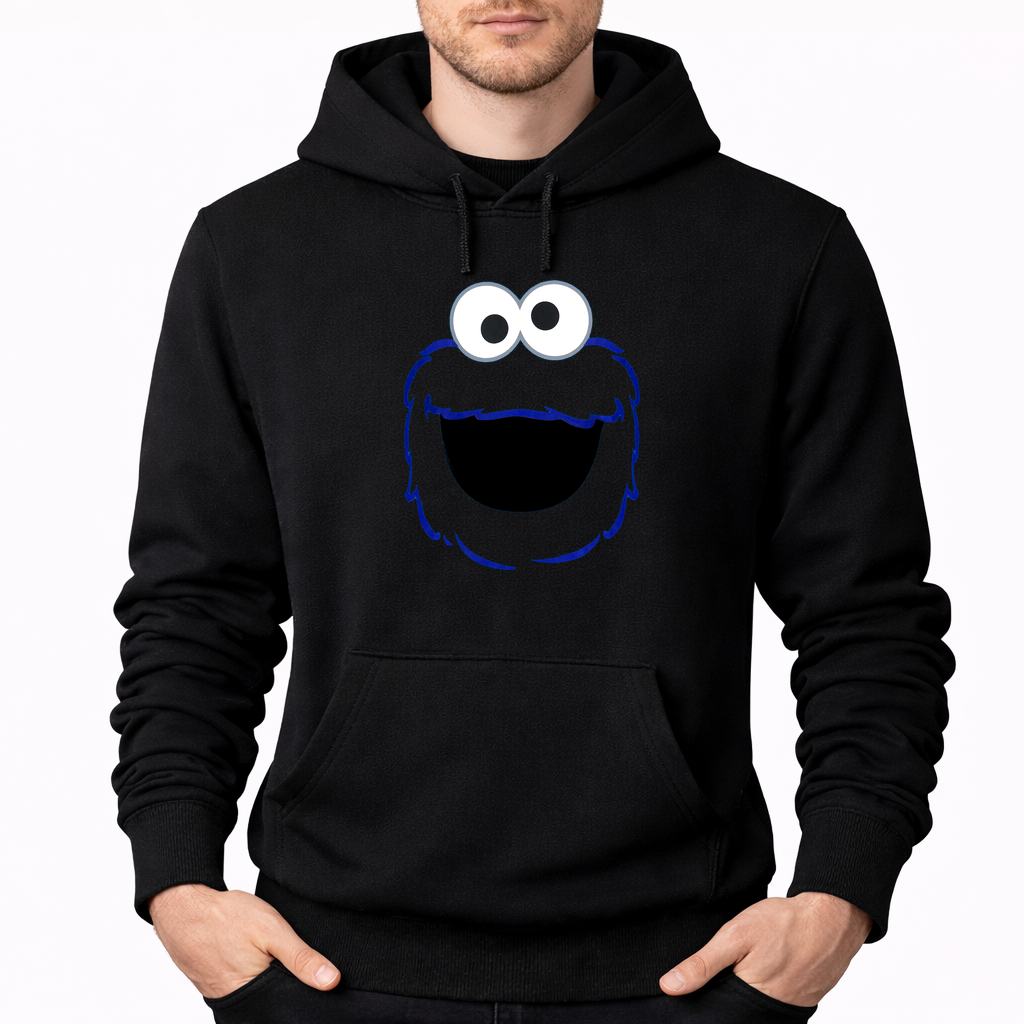Men's Cookie Monster Pullover Hoodie - Black