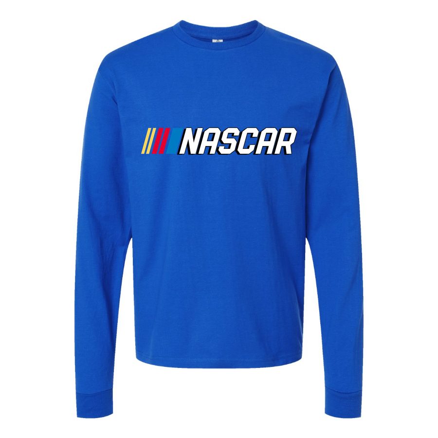Men's nascar logo Long sleeves Cotton Blend T-Shirt - Blue