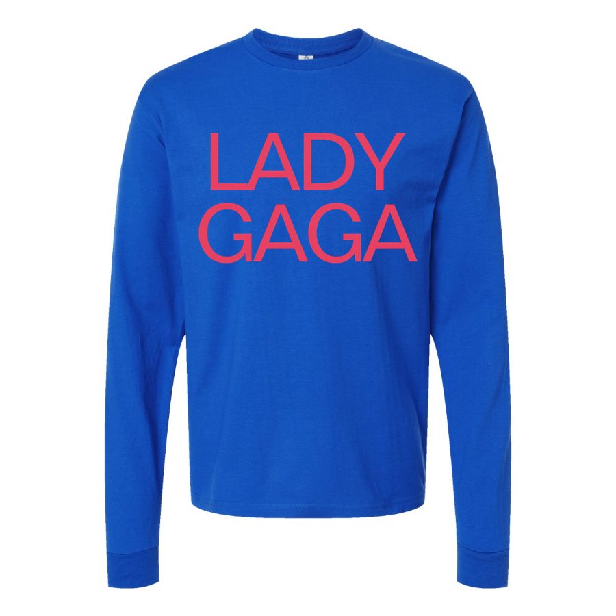 Men's Lady-Gaga-Logo-768x428 Long sleeves Cotton Blend T-Shirt - Blue