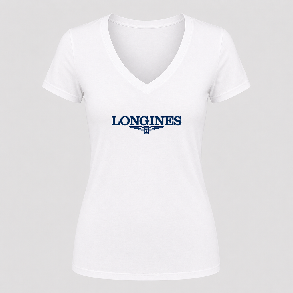 Women's Longines V Neck T-Shirt in white