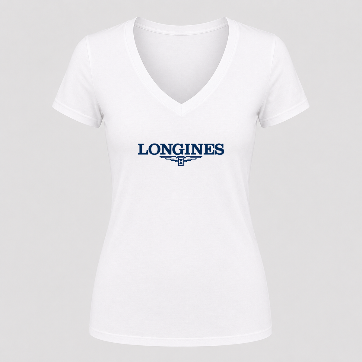 Women's Longines V Neck T-Shirt in white