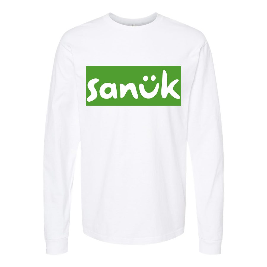 Men's Sanuk-Logo-1536x864 Long sleeves Cotton Blend T-Shirt - White