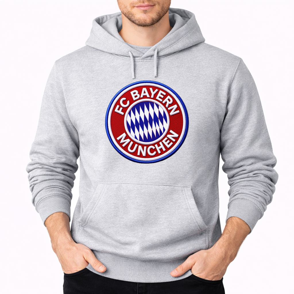 Men's FC Bayern Munich Soccer Embroidery Pullover Hoodie - Gray