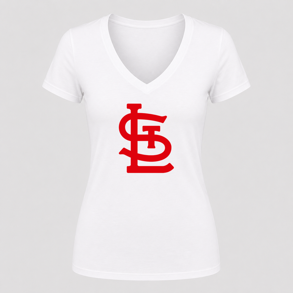 Women's St. Louis Cardinals V Neck T-Shirt in white