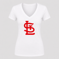 Women's St. Louis Cardinals V Neck T-Shirt in white