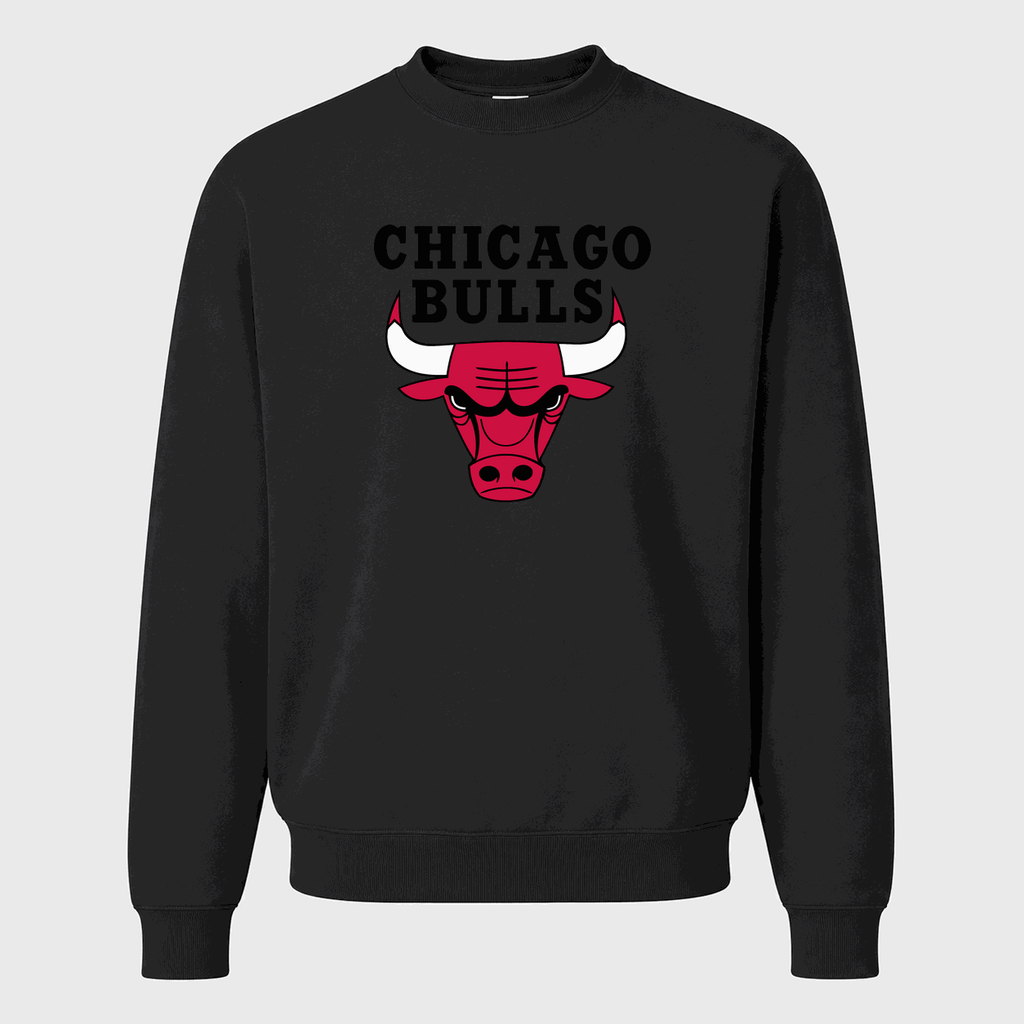 Men's Chicago Bulls Black Logo Crewneck Sweatshirt - Black