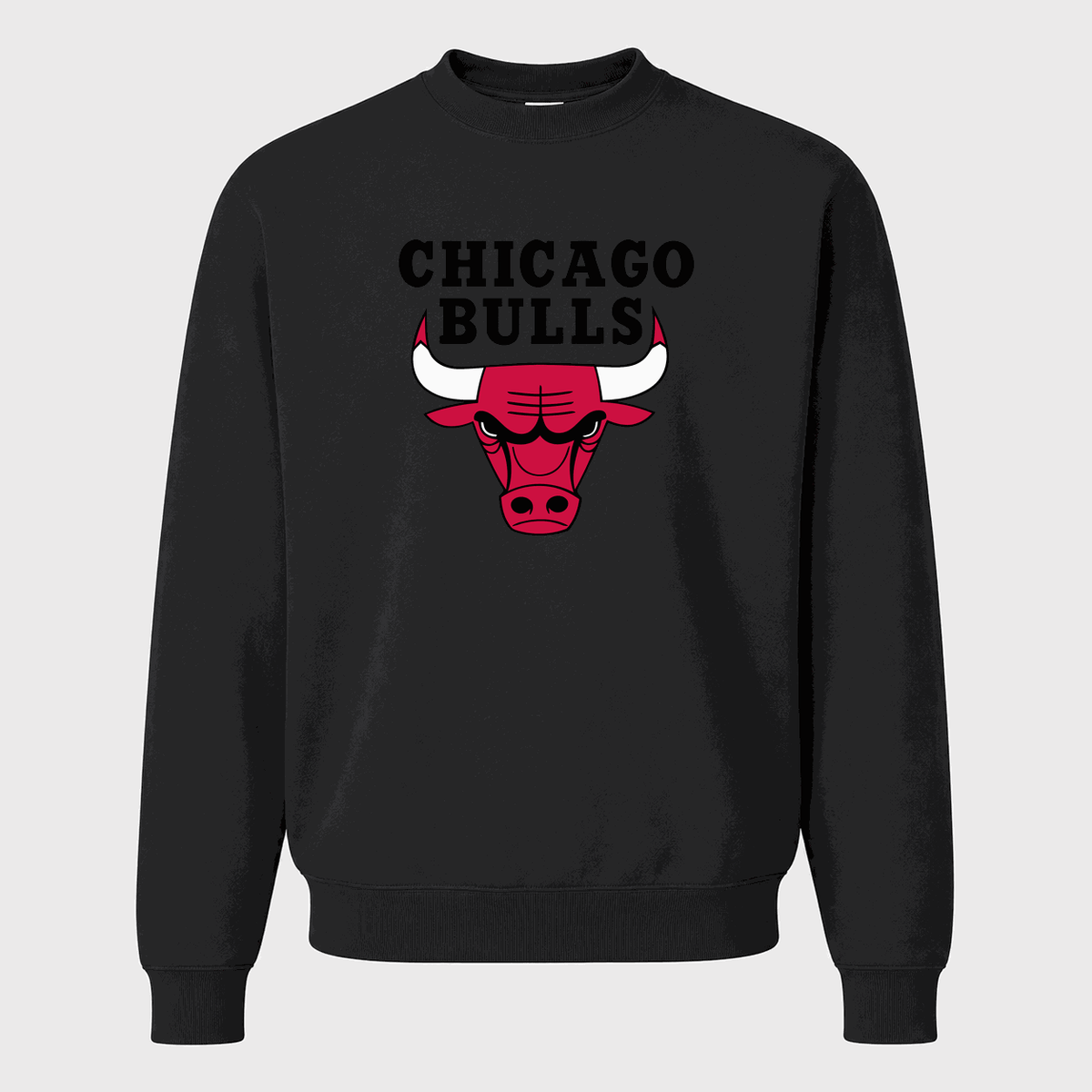 Men's Chicago Bulls Black Logo Crewneck Sweatshirt - Black