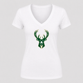 Women's Milwaukee Bucks V Neck T-Shirt in white