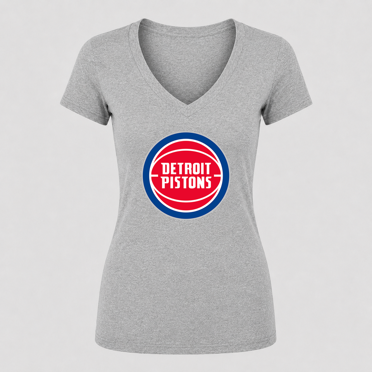 Women's Detroit Pistons V Neck T-Shirt in gray