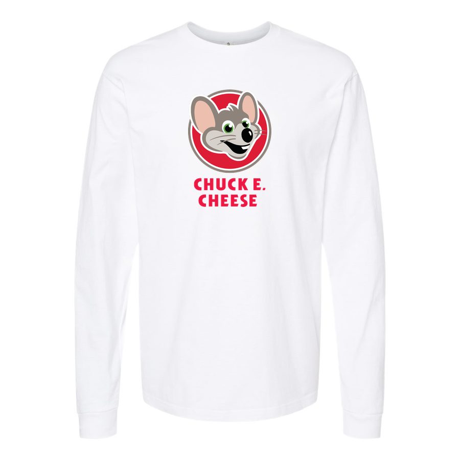 Men's Logo-Chuck-e.-Cheeses-1536x864 Long sleeves Cotton Blend T-Shirt - White