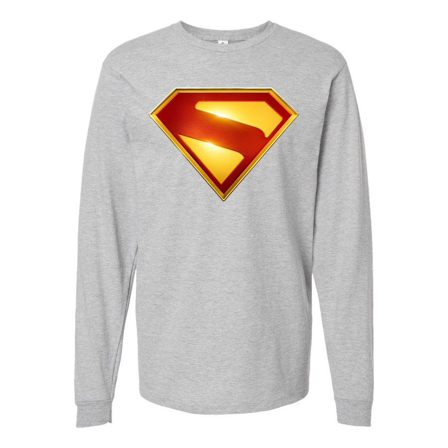 Men's Superman 2025 Long sleeves Cotton Blend T-Shirt - Gray