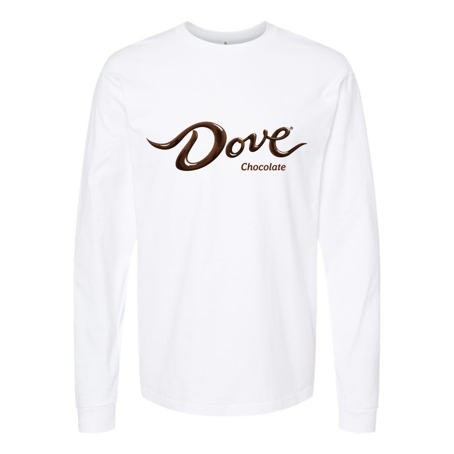 Men's Dove-Chocolate-Logo-food-1536x864 Long sleeves Cotton Blend T-Shirt - White