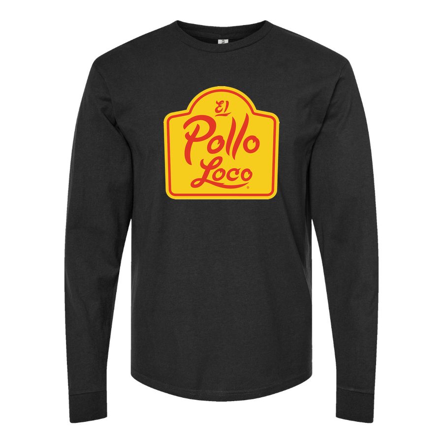 Men's Logo-El-Pollo-Loco Long sleeves Cotton Blend T-Shirt - Black