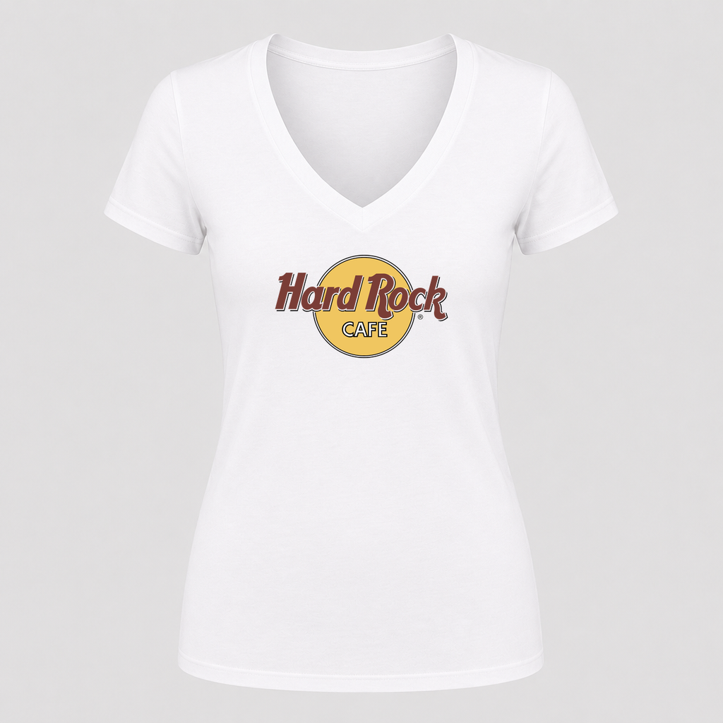 Women's Hard Rock Cafe V Neck T-Shirt in white