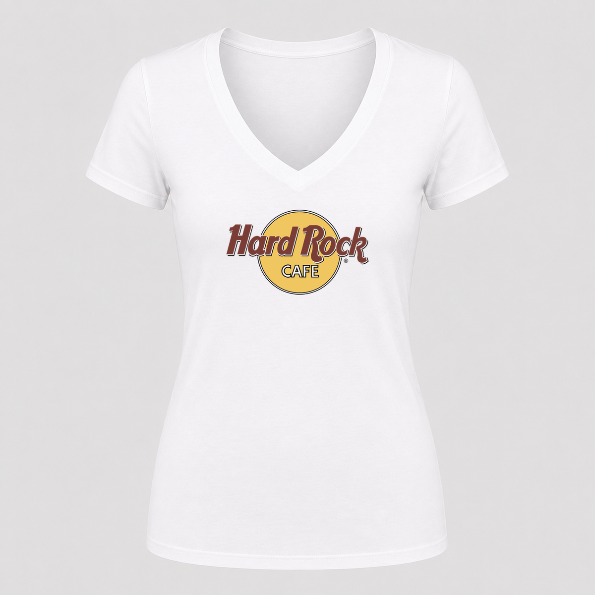 Women's Hard Rock Cafe V Neck T-Shirt in white
