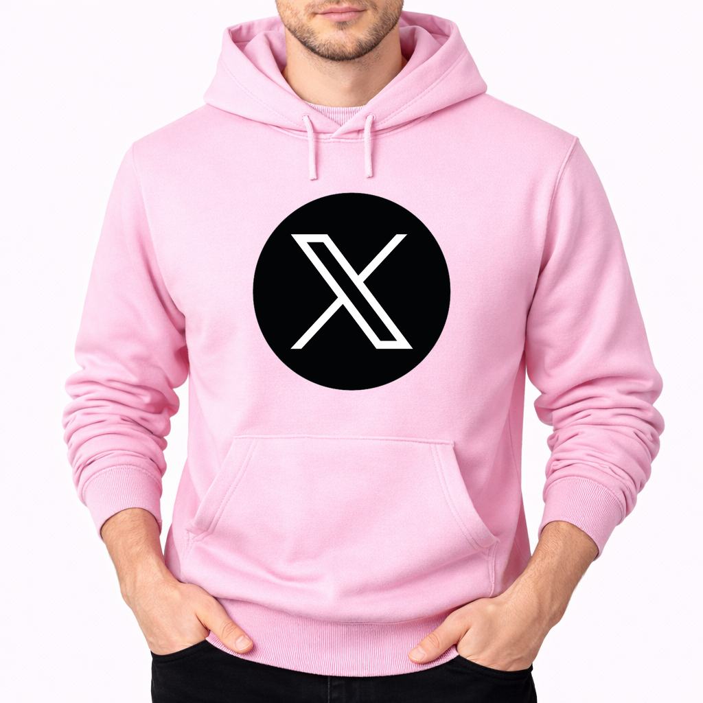 Men's Twitter X Pullover Hoodie - Pink
