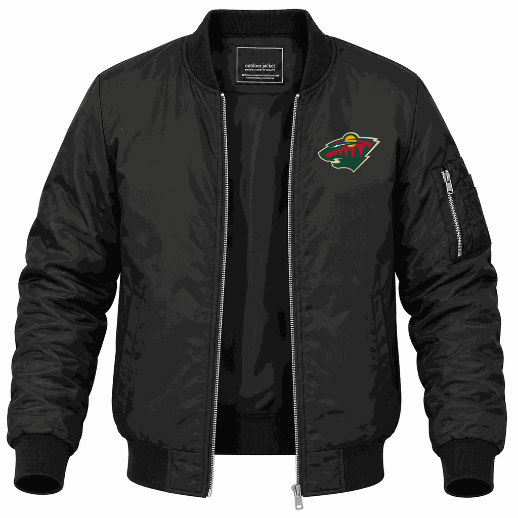 Men's Minnesota Wild Lightweight Bomber Jacket - Black