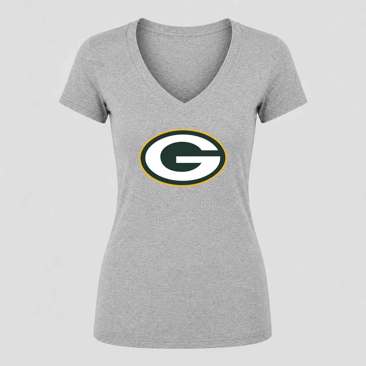 Women's Green Bay Packers V Neck T-Shirt in gray