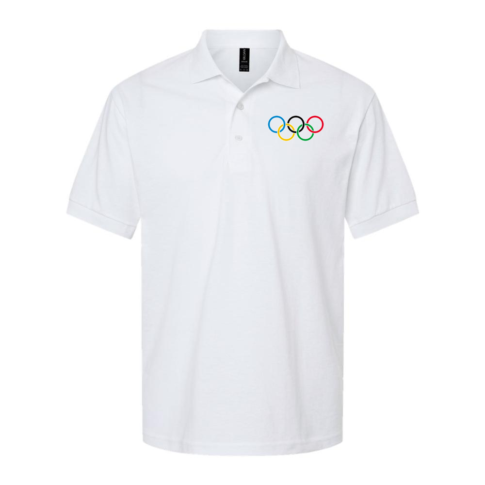 Men's Olympic Rings Black Logo Dry Blend Polo - White