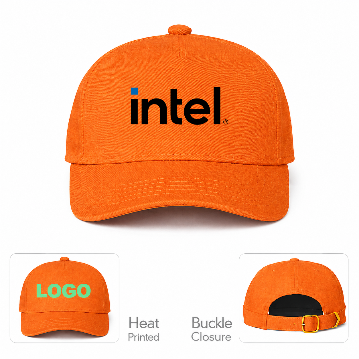 Intel Orange Dad Baseball Cap Hat