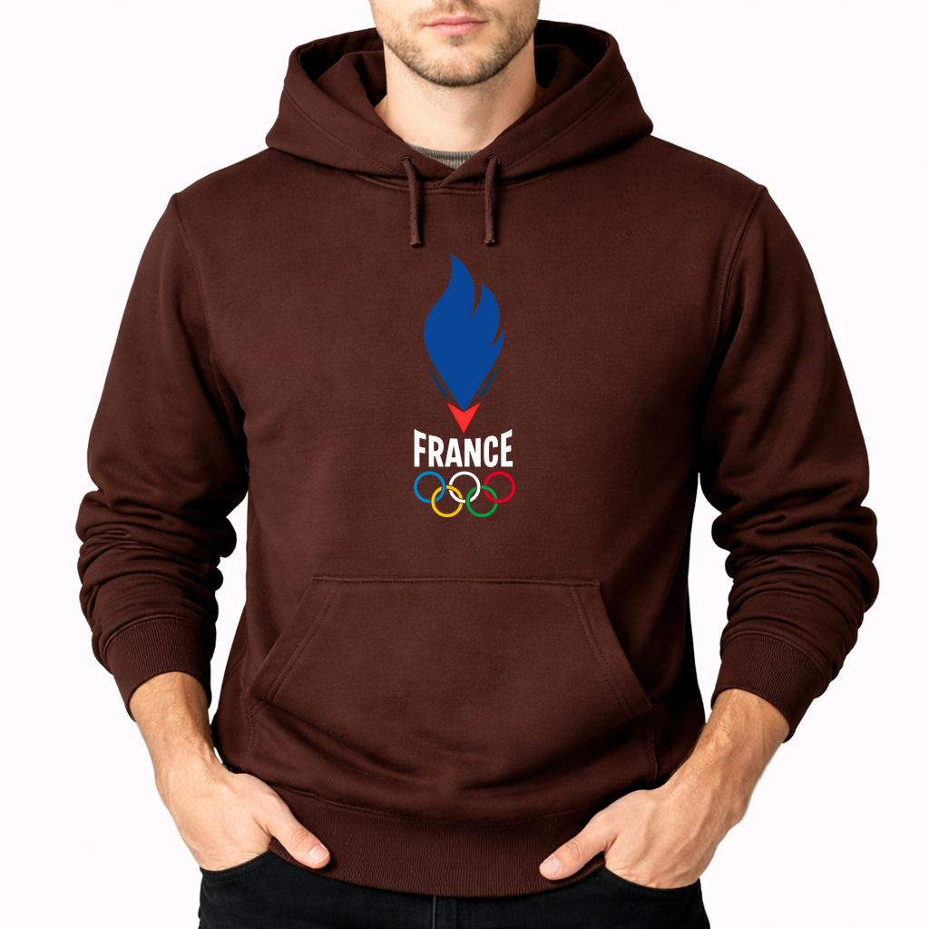 Men's France 2024 white Pullover Hoodie - Brown