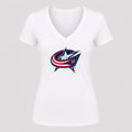 Women's Columbus Blue Jackets V Neck T-Shirt in white