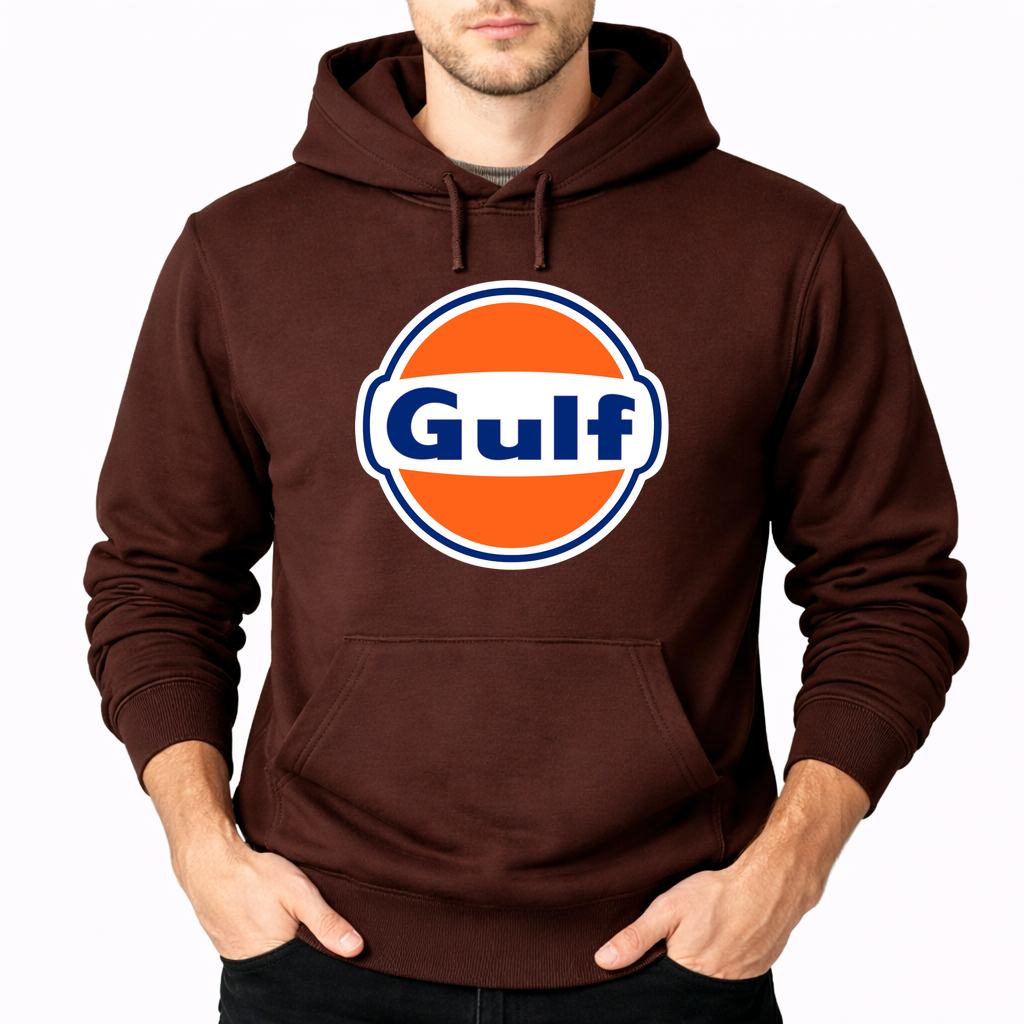 Men's Gulf Oil Pullover Hoodie - Brown