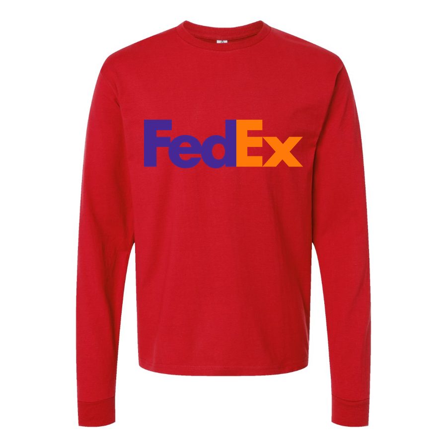 Men's FedEx-Logo Long sleeves Cotton Blend T-Shirt - Red