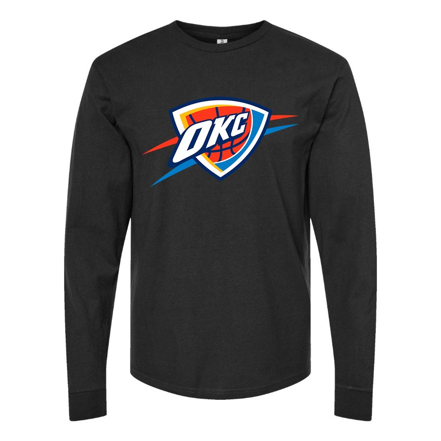Men's Oklahoma City Thunder Long sleeves Cotton Blend T-Shirt - Black